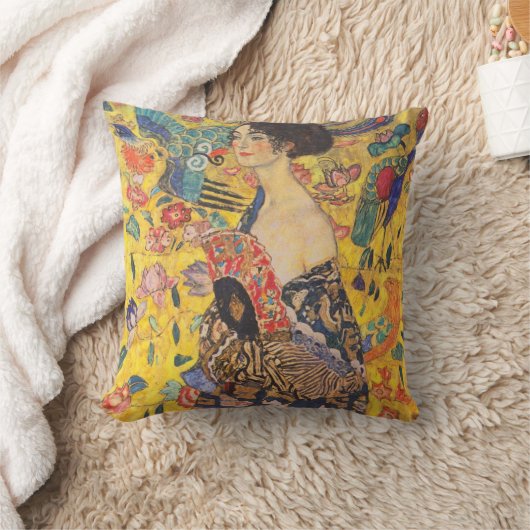 グスタフクリムトレディとファンヴィンテージ装飾用クッション クッション (ブランケット)