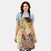 グスタフクリムトレディーウィズファンヴィンテージアールヌーボー エプロン (着用した状態)