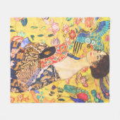 グスタフクリムトレディーウィズファンヴィンテージアールヌーボー フリースブランケット (正面(横))