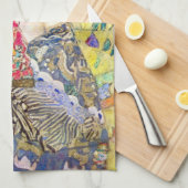 グスタフクリムトヴィンテージ・ジャポニズムによるファンの女性 キッチンタオル (四つ折り)