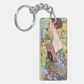 グスタフクリムトヴィンテージ・ジャポニズムによるファンの女性 キーホルダー (正面左)