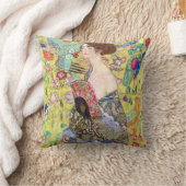 グスタフクリムトヴィンテージ・ジャポニズムによるファンの女性 クッション (ブランケット)