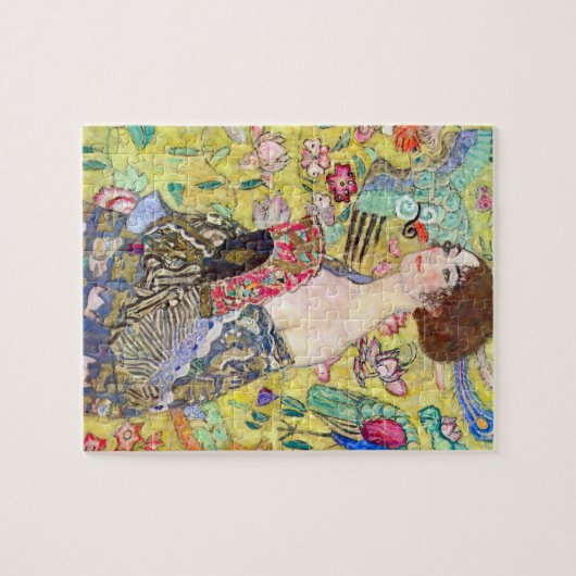 グスタフクリムトヴィンテージ・ジャポニズムによるファンの女性 ジグソーパズル (横)