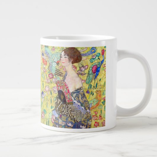 グスタフクリムトヴィンテージ・ジャポニズムによるファンの女性 ジャンボコーヒーマグカップ (右)