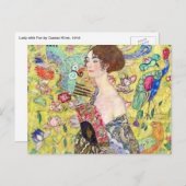 グスタフクリムトヴィンテージ・ジャポニズムによるファンの女性 ポストカード (正面/裏面)