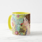 グスタフクリムトヴィンテージ・ジャポニズムによるファンの女性 マグカップ (正面左)