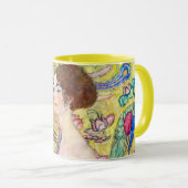 グスタフクリムトヴィンテージ・ジャポニズムによるファンの女性 マグカップ (正面右)