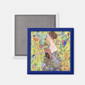 グスタフクリムトヴィンテージ・ジャポニズムによるファンの女性 マグネット (正面/裏面)