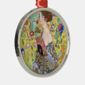 グスタフクリムトヴィンテージ・ジャポニズムによるファンの女性 メタルオーナメント (右)
