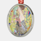 グスタフクリムトヴィンテージ・ジャポニズムによるファンの女性 メタルオーナメント (左)