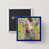 グスタフクリムトヴィンテージ・ジャポニズムによるファンの女性 缶バッジ (正面&裏面)
