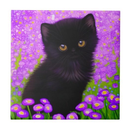 グスタフクリムト猫 タイル (正面)