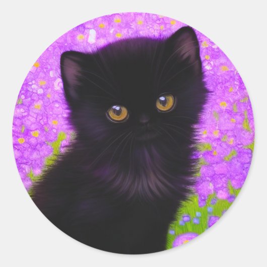 グスタフクリムト猫 ラウンドシール (正面)