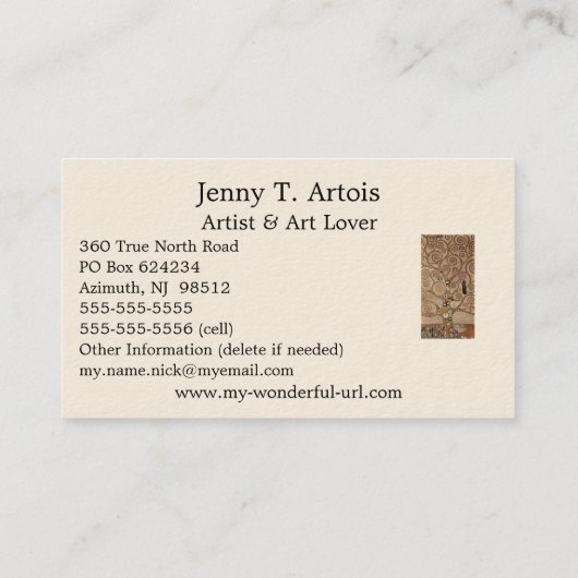 グスタフクリムト絵画の「生命の木」（1909年） 名刺 (裏面)