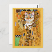 グスタフクリムト金ゴールドかわいい猫のスポロフポストカード ポストカード (正面/裏面)
