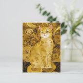 グスタフクリムト金ゴールドかわいい猫スポフ、グスタフクリムトアート ポストカード (スタンド正面)