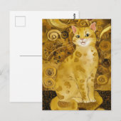 グスタフクリムト金ゴールドかわいい猫スポフ、グスタフクリムトアート ポストカード (正面/裏面)