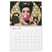 グスタフクリムト黒猫の花の庭、猫芸術 カレンダー (2月 2026)