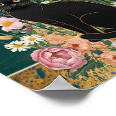 グスタフクリムト黒猫の花の庭、猫芸術 ポスター (角)