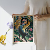 グスタフクリムト黒猫の花の庭、猫芸術 ポスター