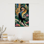 グスタフクリムト黒猫の花の庭、猫芸術 ポスター (キッチン)