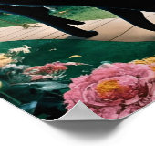 グスタフクリムト黒猫の花の庭、猫芸術 ポスター (角)