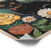 グスタフクリムト黒猫の花の庭、猫芸術 ポスター (角)