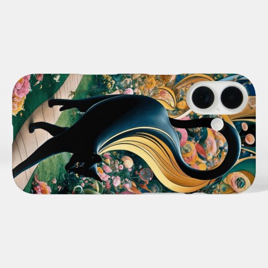 グスタフクリムト黒猫の花の庭、猫芸術 Case-Mate iPhoneケース (裏面 (横))