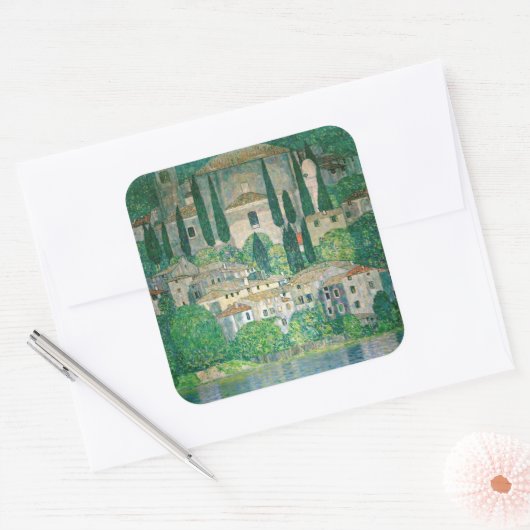 グスタフクリムト – カソンの教会 スクエアシール (封筒)