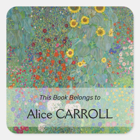 グスタフクリムト – カントリーガーデンとヒマワリ スクエアシール (正面)