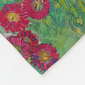 グスタフクリムト – カントリーガーデンとヒマワリ フリースブランケット (角)