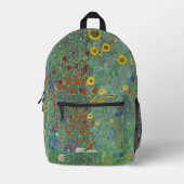 グスタフクリムト – カントリーガーデンとヒマワリ プリントバックパック (正面)