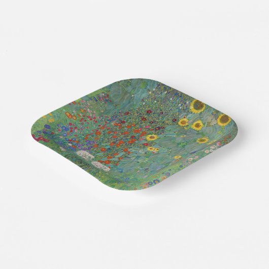 グスタフクリムト – カントリーガーデンとヒマワリ ペーパープレート (傾斜あり)