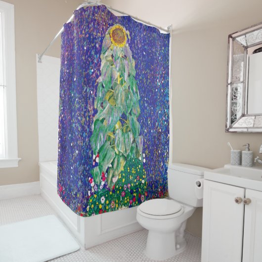 グスタフクリムト – ザサンフラワーファインアート絵画ズ シャワーカーテン (インサイチュ)