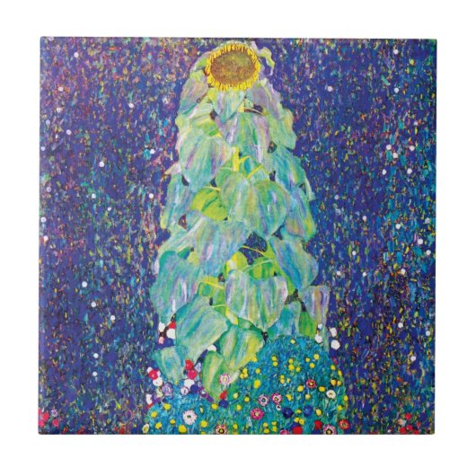 グスタフクリムト – ザサンフラワーファインアート絵画ズ タイル (正面)