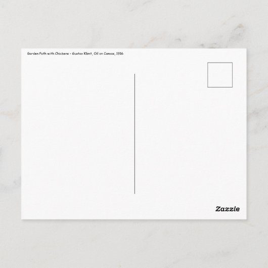 グスタフクリムト – ニワトリ付きガーデンパス ポストカード (裏面)