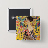 グスタフクリムト – ファン付きレディ 缶バッジ (正面&裏面)