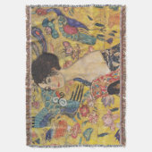 グスタフクリムト – ファン付き女性 | スローブランケット (正面縦)