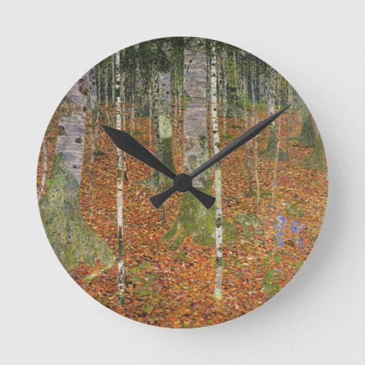 グスタフクリムト – ファームハウスウィズ樺の木ツリーズ ラウンド壁時計 (正面)