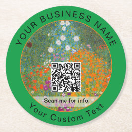 グスタフクリムト – フラワーガーデンQRコード ラウンドペーパーコースター