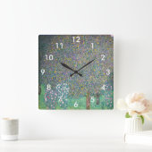 グスタフクリムト – 木の下のバラの木 スクエア壁時計 (ホーム)