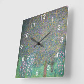 グスタフクリムト – 木の下のバラの木 スクエア壁時計 (傾斜)