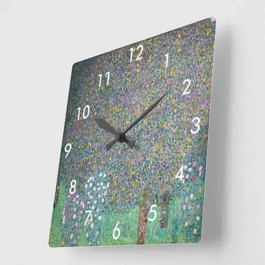 グスタフクリムト – 木の下のバラの木 スクエア壁時計 (傾斜)