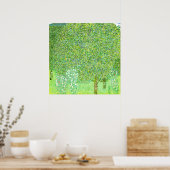 グスタフクリムト、木の下のバラの茂み ポスター (キッチン)