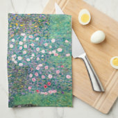 グスタフクリムト – 木の下のローズブッシュ キッチンタオル (四つ折り)