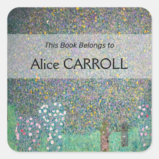 グスタフクリムト – 木の下のローズブッシュ スクエアシール (正面)