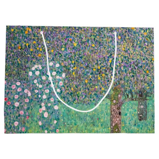 グスタフクリムト – 木の下のローズブッシュ ラージペーパーバッグ (裏面)