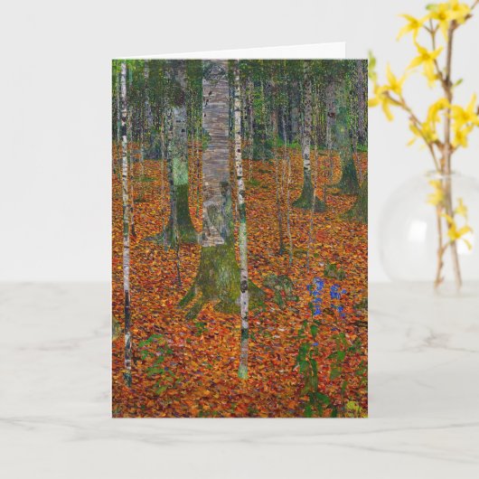 グスタフクリムト-樺の木ウッド カード (黄色い花)