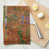 グスタフクリムト-樺の木ウッド キッチンタオル (四つ折り)