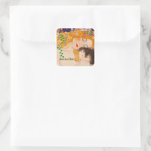 グスタフクリムト – 母と子 スクエアシール (バッグ)